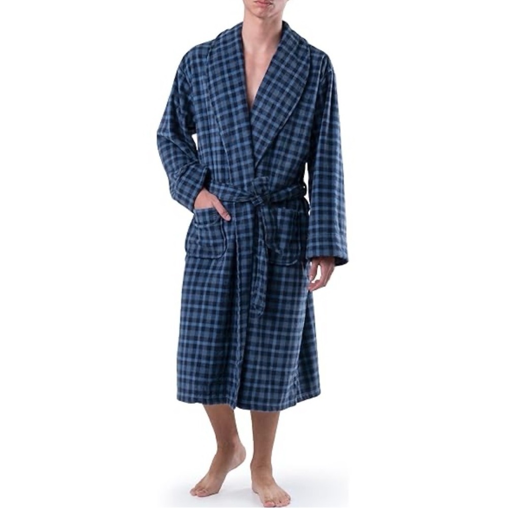 Izod Navy Checkered Bathrobe